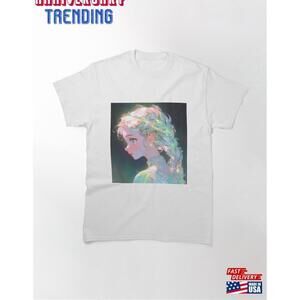 Beautiful Glowing Iridescent Braids Anime Girl Classic Tshirt Unisex